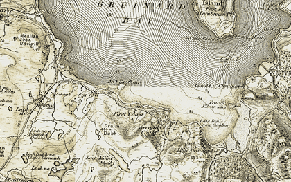 Old map of Àird nan Caorach in 1908-1910