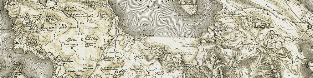 Old map of Àird nan Caorach in 1908-1910