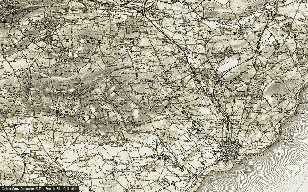 Old Map of Historic Map covering Brax in 1907-1908
