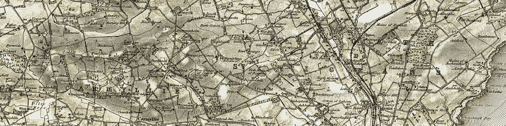 Old map of Firth Muir of Boysack in 1907-1908