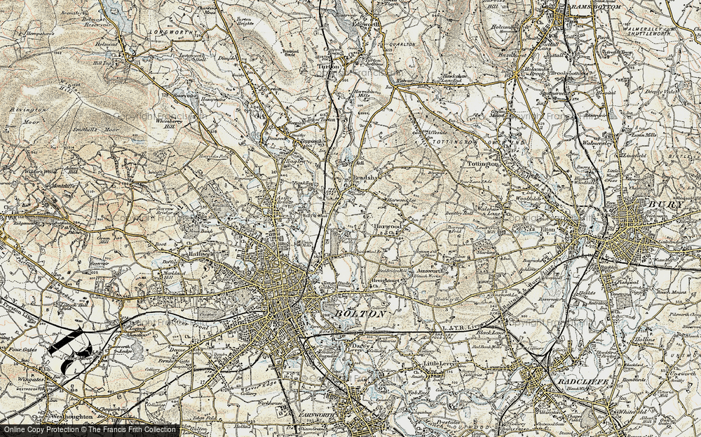 Old Map of Historic Map covering Bradshaw Brook in 1903