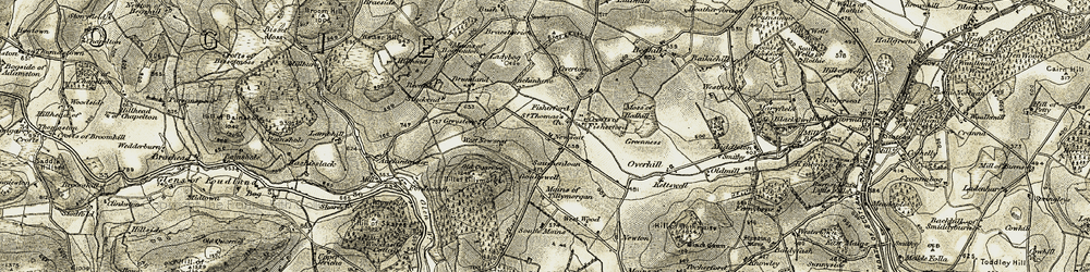 Old map of Braestairie in 1908-1910