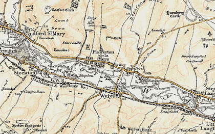 Old map of Wylye Valley in 1897-1899
