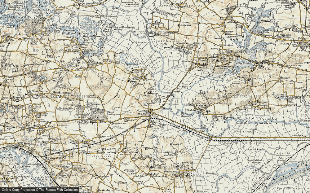 Old Map of Historic Map covering Acle Br in 1901-1902