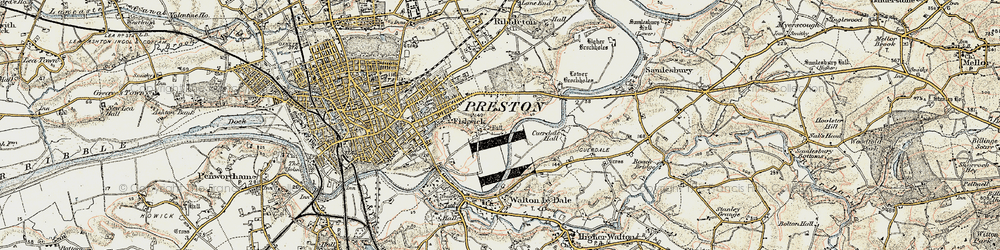 Old map of Fishwick in 1903
