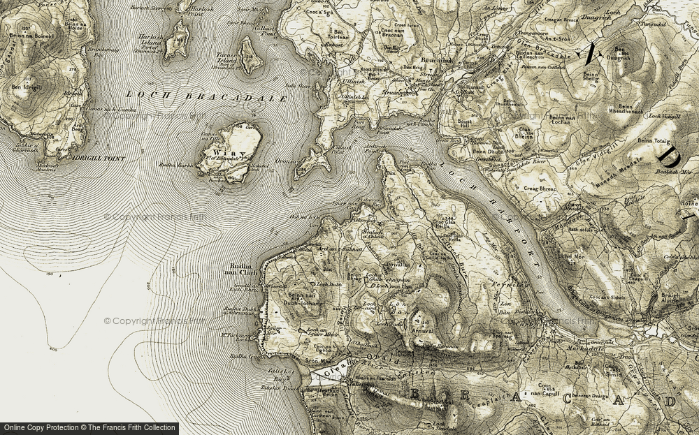 Old Map of Fiskavaig, 1908-1909 in 1908-1909