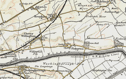 Old map of Fiskerton in 1902-1903