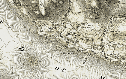 Old map of Abhainn Shalachain in 1906-1908