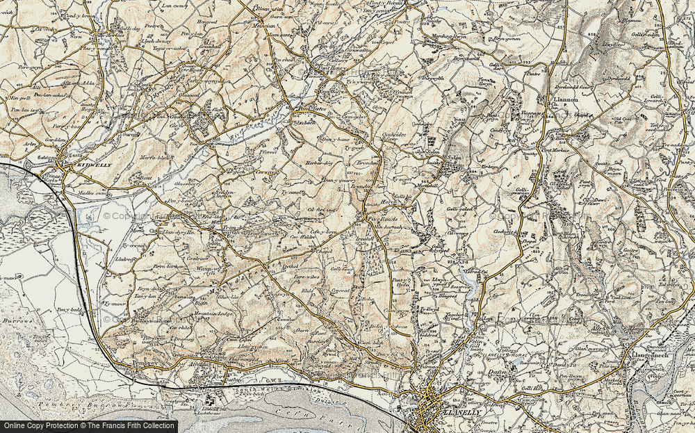 Old Map of Five Roads, 1900-1901 in 1900-1901