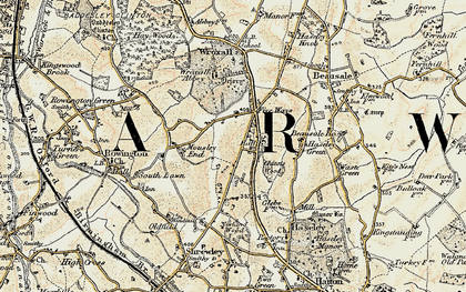 Old map of Five Ways in 1901-1902