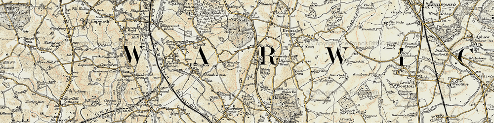 Old map of Five Ways in 1901-1902
