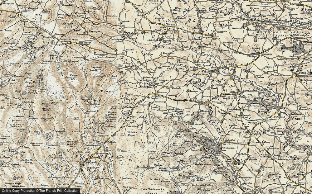Old Map of Historic Map covering Poldhu in 1900