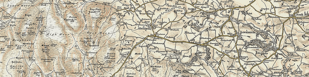 Old map of Fivelanes in 1900