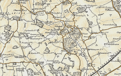 Old map of Flack's Green in 1898-1899