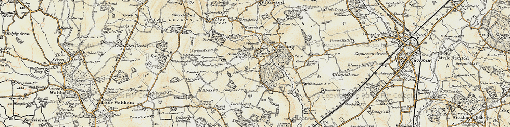 Old map of Flack's Green in 1898-1899