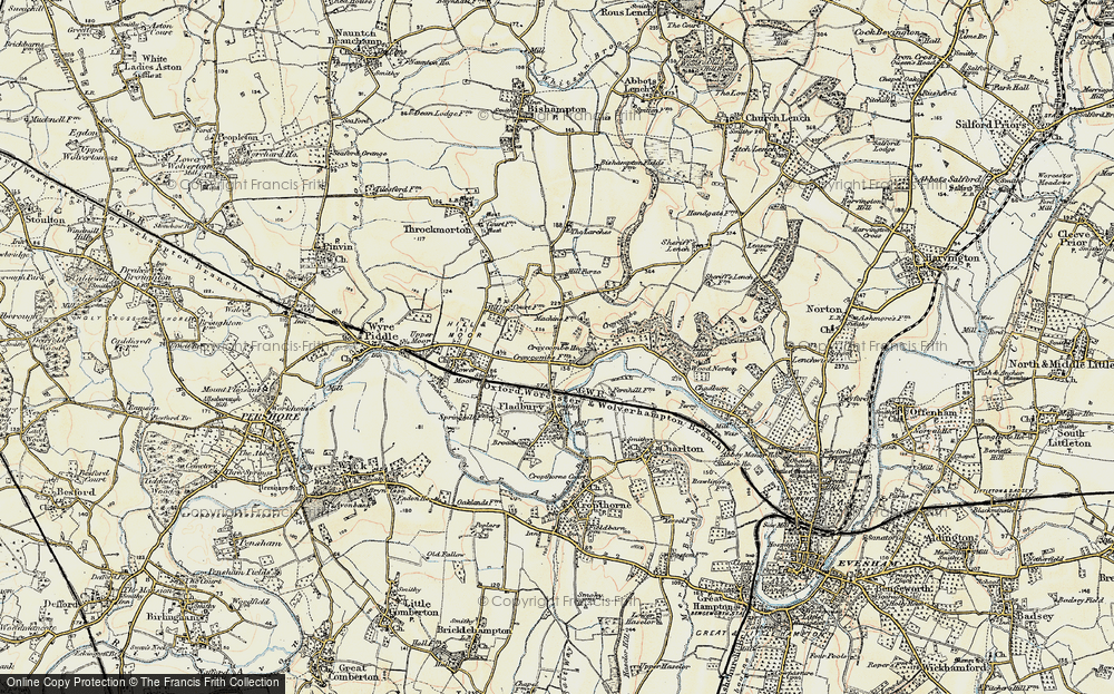 Old Map of Fladbury Cross, 1899-1901 in 1899-1901