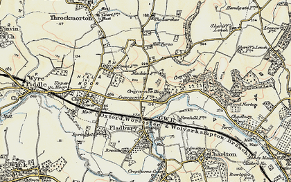 Old map of Fladbury Cross in 1899-1901