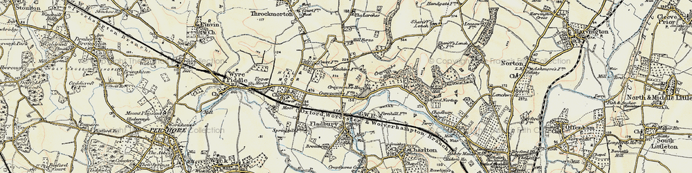 Old map of Fladbury Cross in 1899-1901