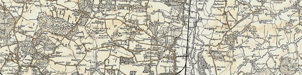 Old map of Flamstead End in 1897-1898