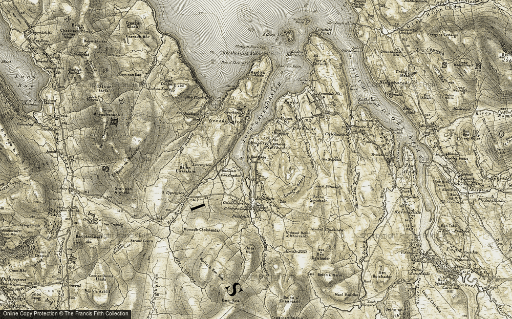 Old Map of Flashader, 1909 in 1909