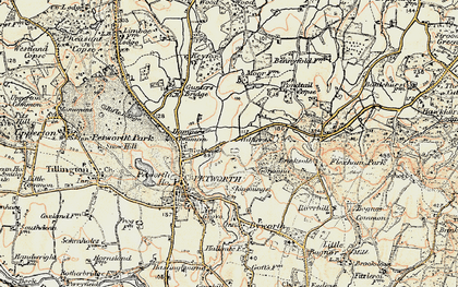Old map of Pondtail Copse in 1897-1900