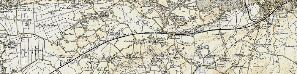 Old map of Flax Bourton in 1899