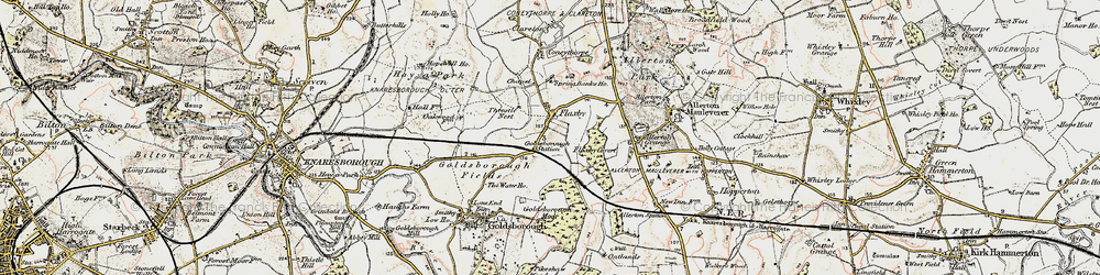 Old map of Flaxby in 1903-1904