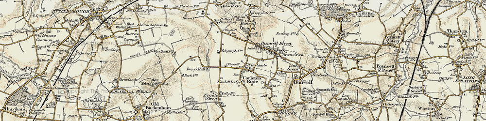 Old map of Flaxlands in 1901