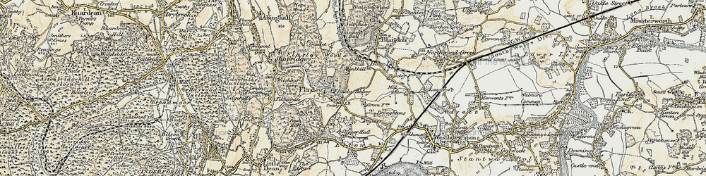 Old map of Flaxley in 1899-1900
