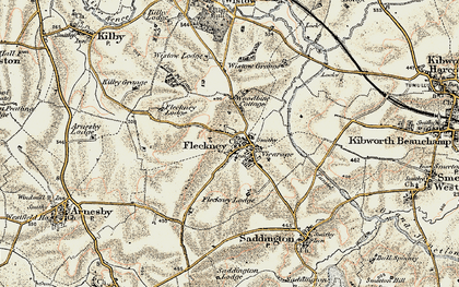 Old map of Fleckney in 1901-1902