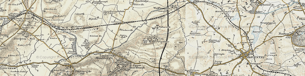 Old map of Flecknoe in 1898-1901