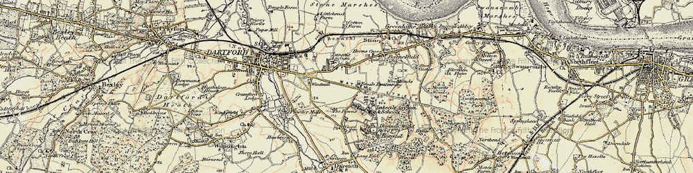 Old map of Fleet Downs in 1897-1898