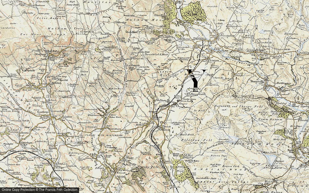 Old Map of Historic Map covering Boss Moor in 1903-1904