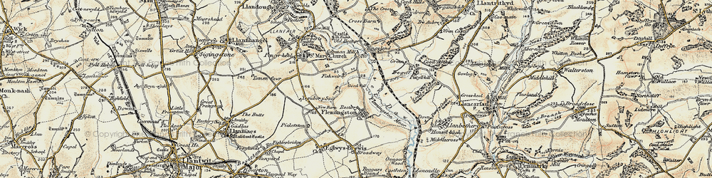 Old map of Flemingston in 1899-1900