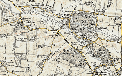 Old map of Flempton in 1901