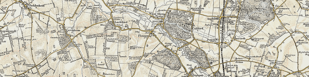 Old map of Flempton in 1901