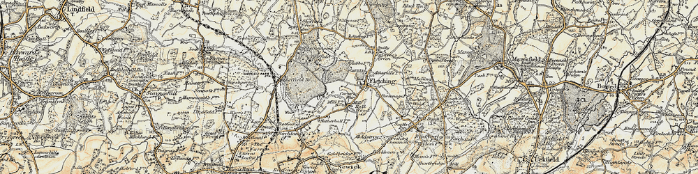Old map of Fletching in 1898