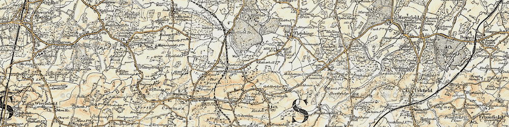 Old map of Fletching Common in 1898