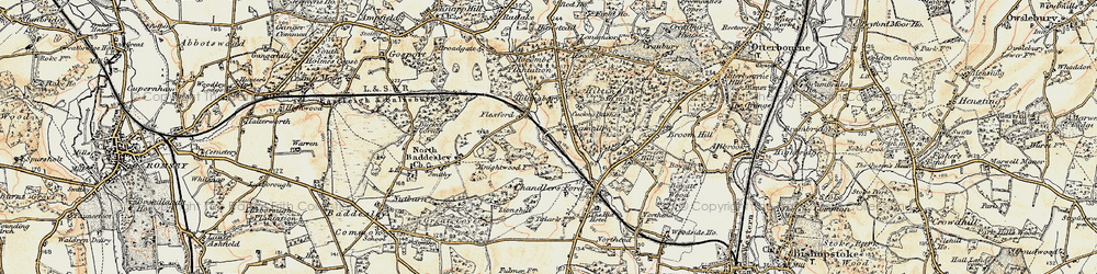Old map of Flexford in 1897-1909
