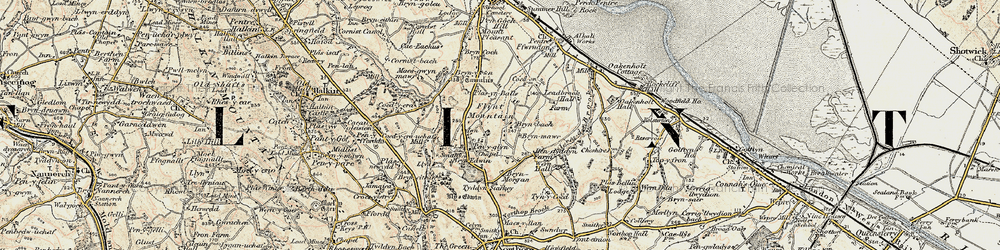 Old map of Flint Mountain in 1902-1903