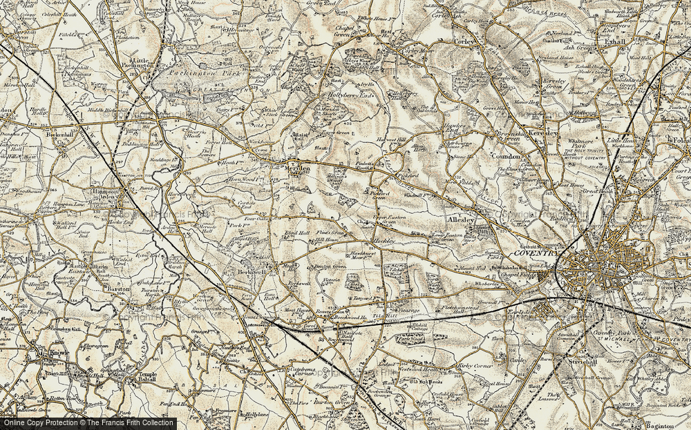 Old Map of Flint's Green, 1901-1902 in 1901-1902