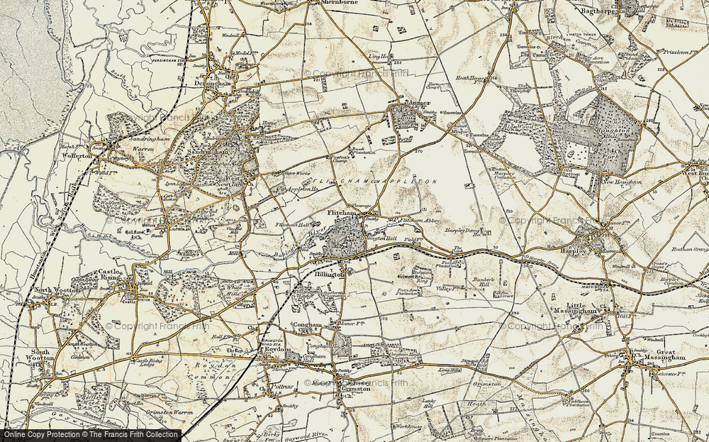 Old Map of Flitcham, 1901-1902 in 1901-1902