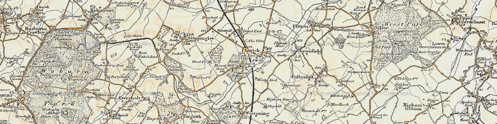 Old map of Flitwick in 1898-1901