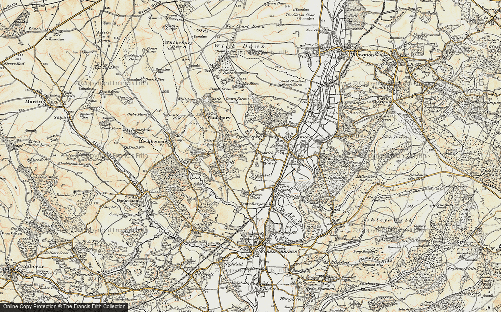 Old Map of Historic Map covering Whitsbury Common in 1897-1909