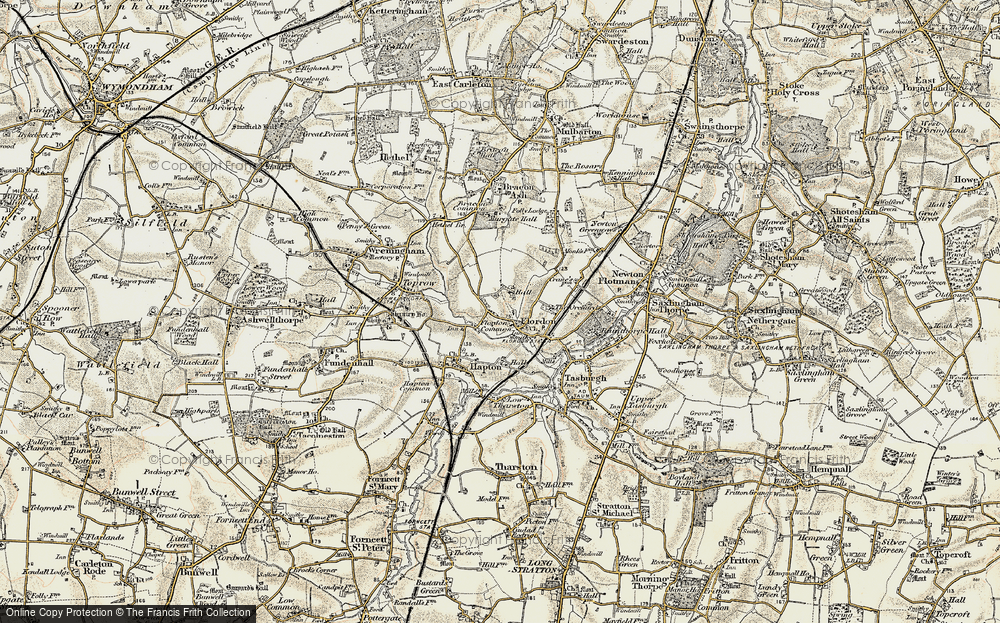 Old Map of Flordon, 1901-1902 in 1901-1902