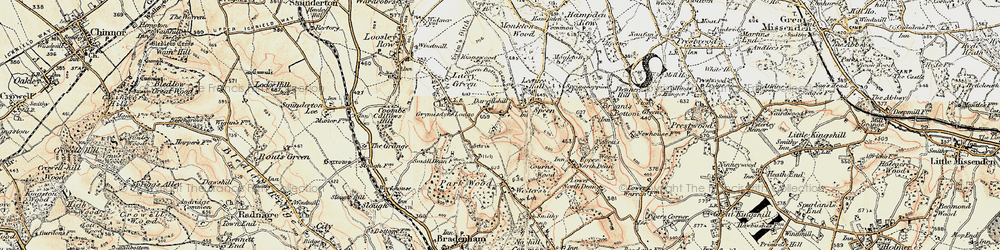 Old map of Flowers Bottom in 1897-1898