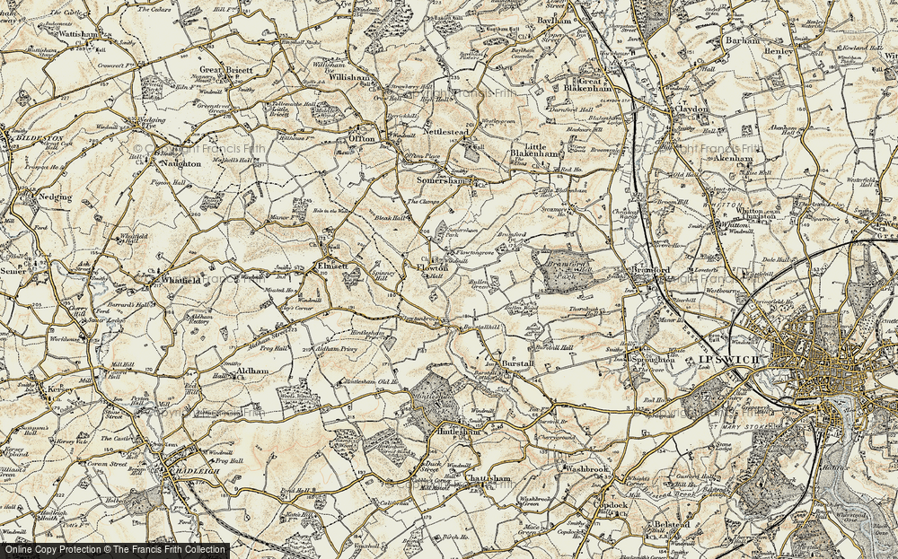 Old Map of Historic Map covering Bullen Green in 1899-1901