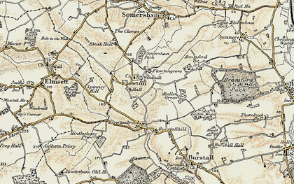 Old map of Flowton in 1899-1901