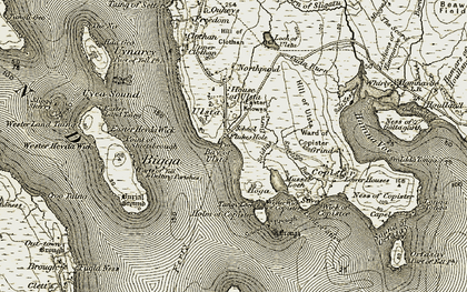 Old map of Bay of Ulsta in 1912