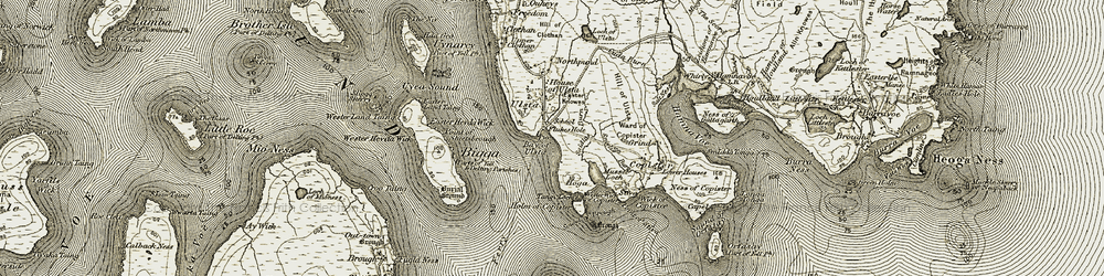 Old map of Bay of Ulsta in 1912
